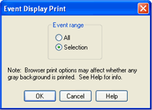 Event Display Print Dialog